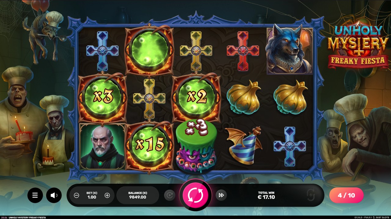 Unholy Mystery Freaky Fiesta by Just Slots – bonus round, Freaky Fiesta free spins