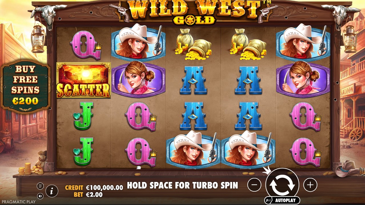 Wild West Gold by Pragmatic Play – base game high-volatility western shooter Sticky Wilds mechanic