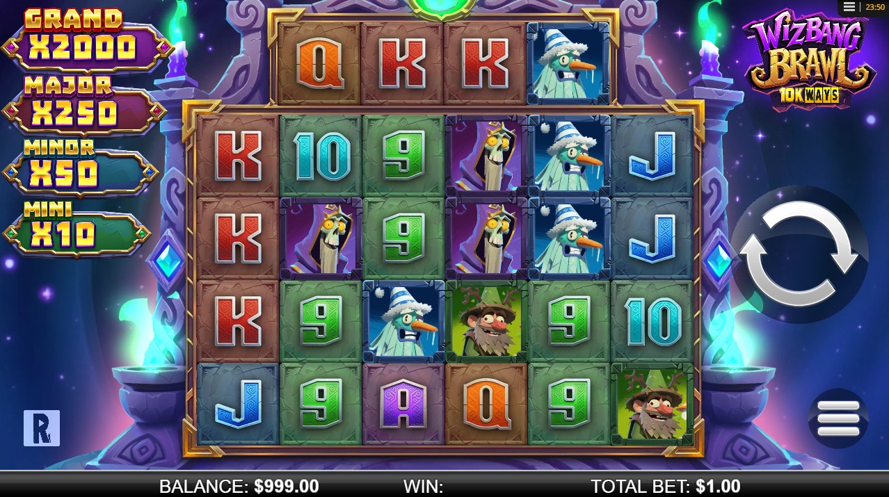 Wizbang Brawl 10K Ways by ReelPlay – base game 6 reels 10,000 Ways magic brawl theme